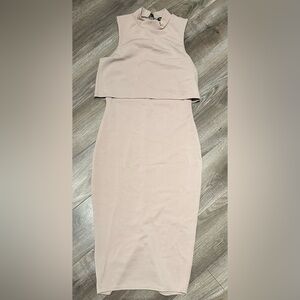 Light Tan bodycon high neck dress